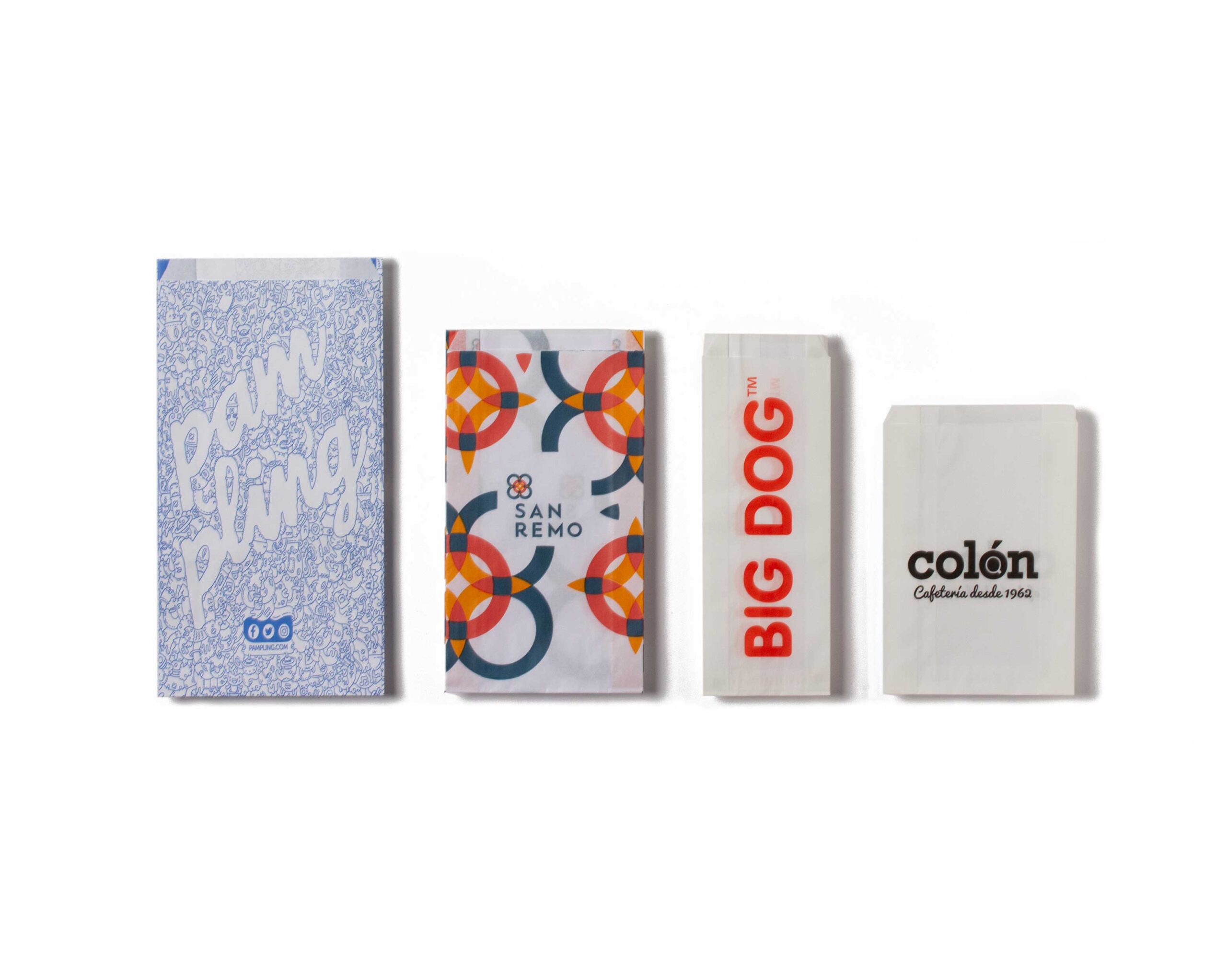 Personalized printed bags in white cellulose paper