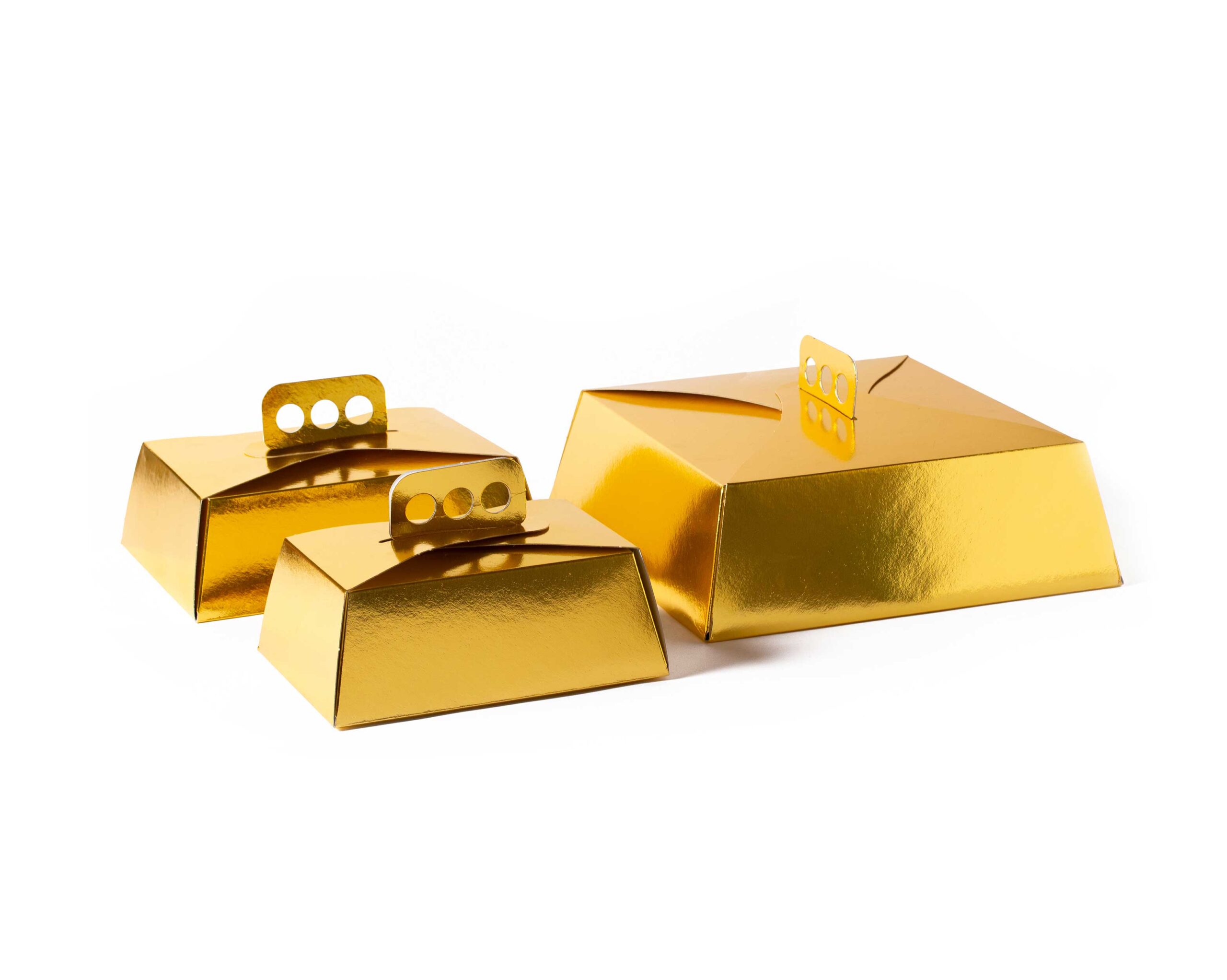 Golden metallic cake boxes